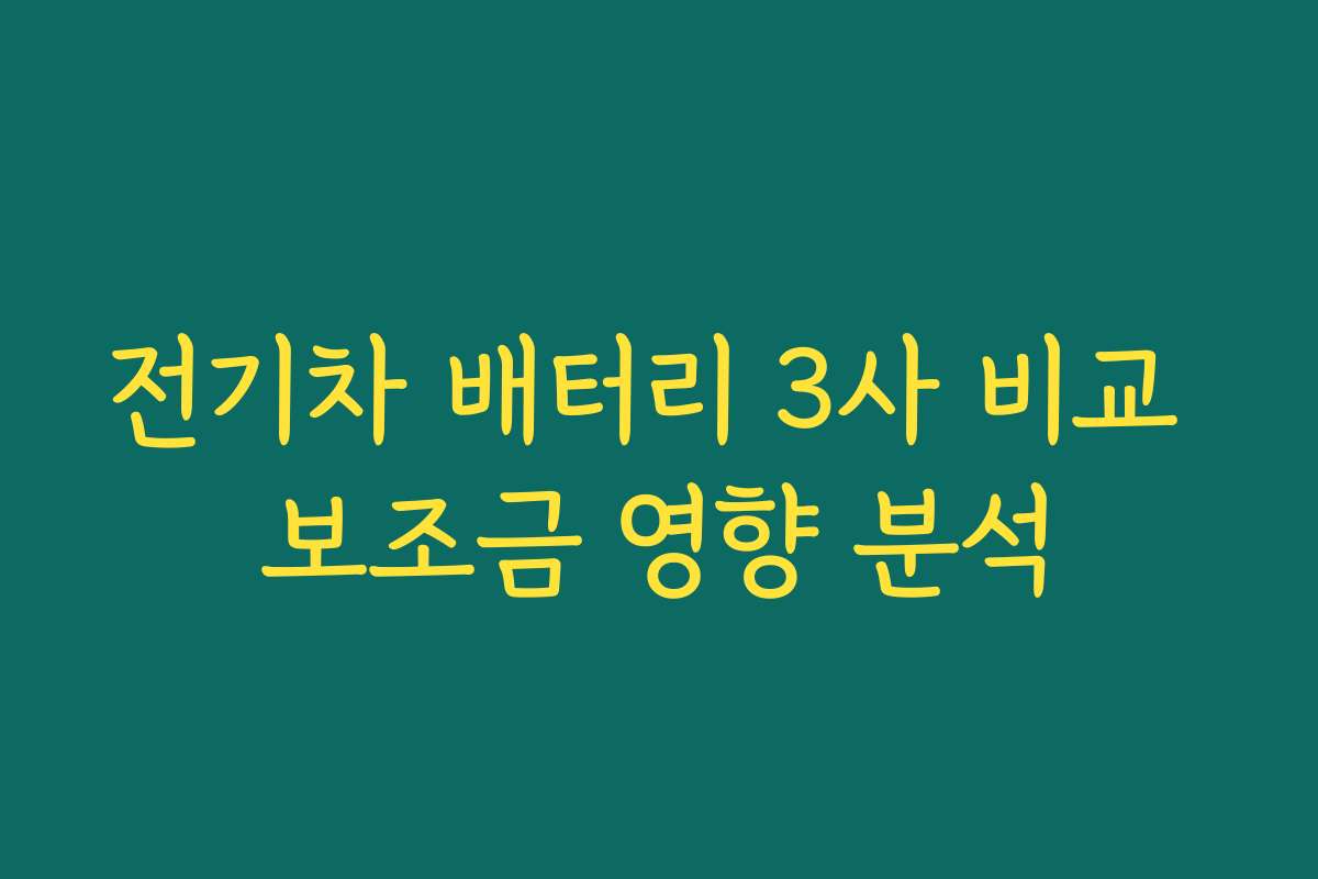 전기차 배터리 3사 비교 보조금 영향 분석
