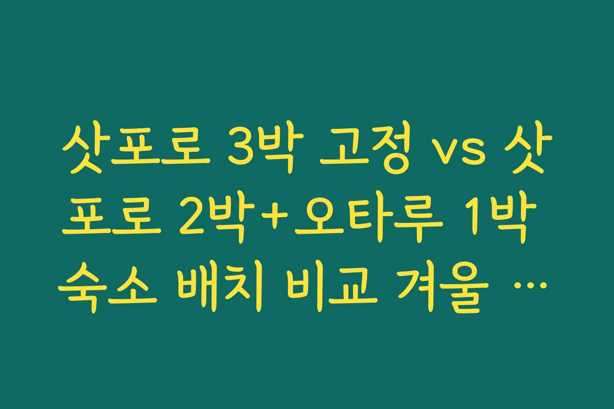 삿포로 3박 고정 vs 삿포로 2박+오타루 1박 숙소 배치 비교 겨울 홋카이도 3박 4일 여행코스