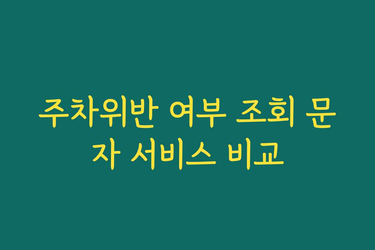 주차위반 여부 조회 문자 서비스 비교