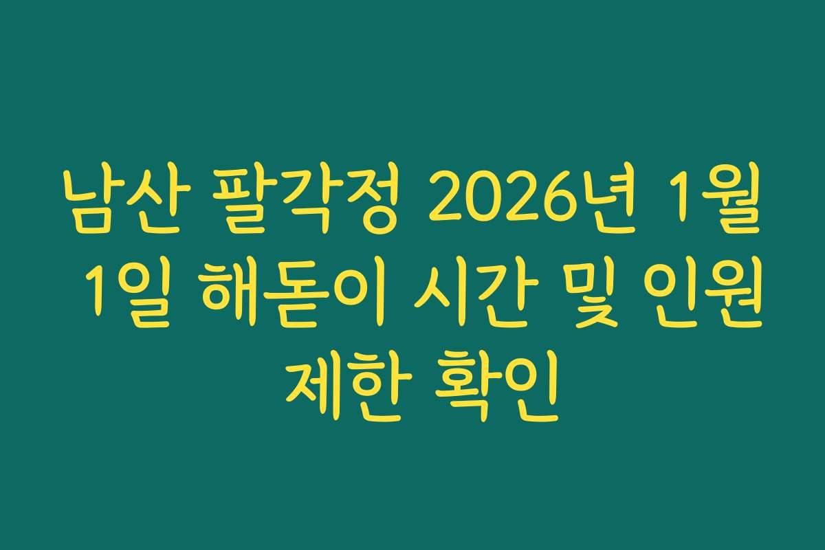 남산 팔각정 2026년 1월 1일 해돋이 시간 및 인원 제한 확인
