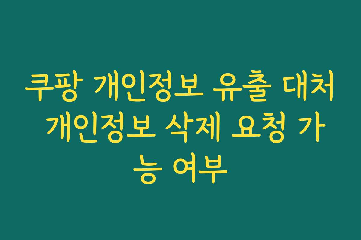 쿠팡 개인정보 유출 대처 개인정보 삭제 요청 가능 여부