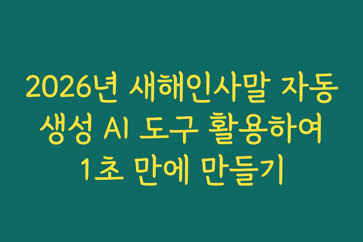 2026년 새해인사말 자동 생성 AI 도구 활용하여 1초 만에 만들기