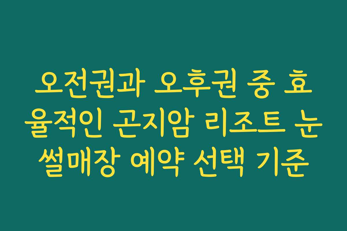 오전권과 오후권 중 효율적인 곤지암 리조트 눈썰매장 예약 선택 기준