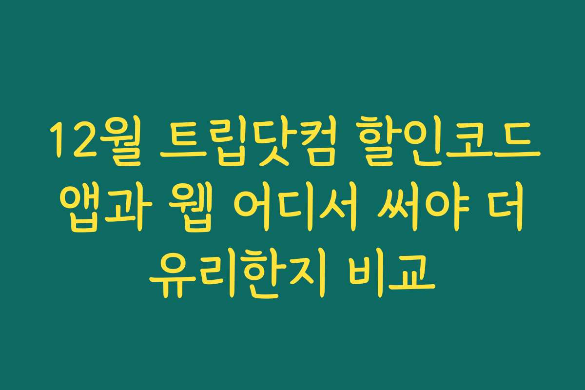 12월 트립닷컴 할인코드 앱과 웹 어디서 써야 더 유리한지 비교