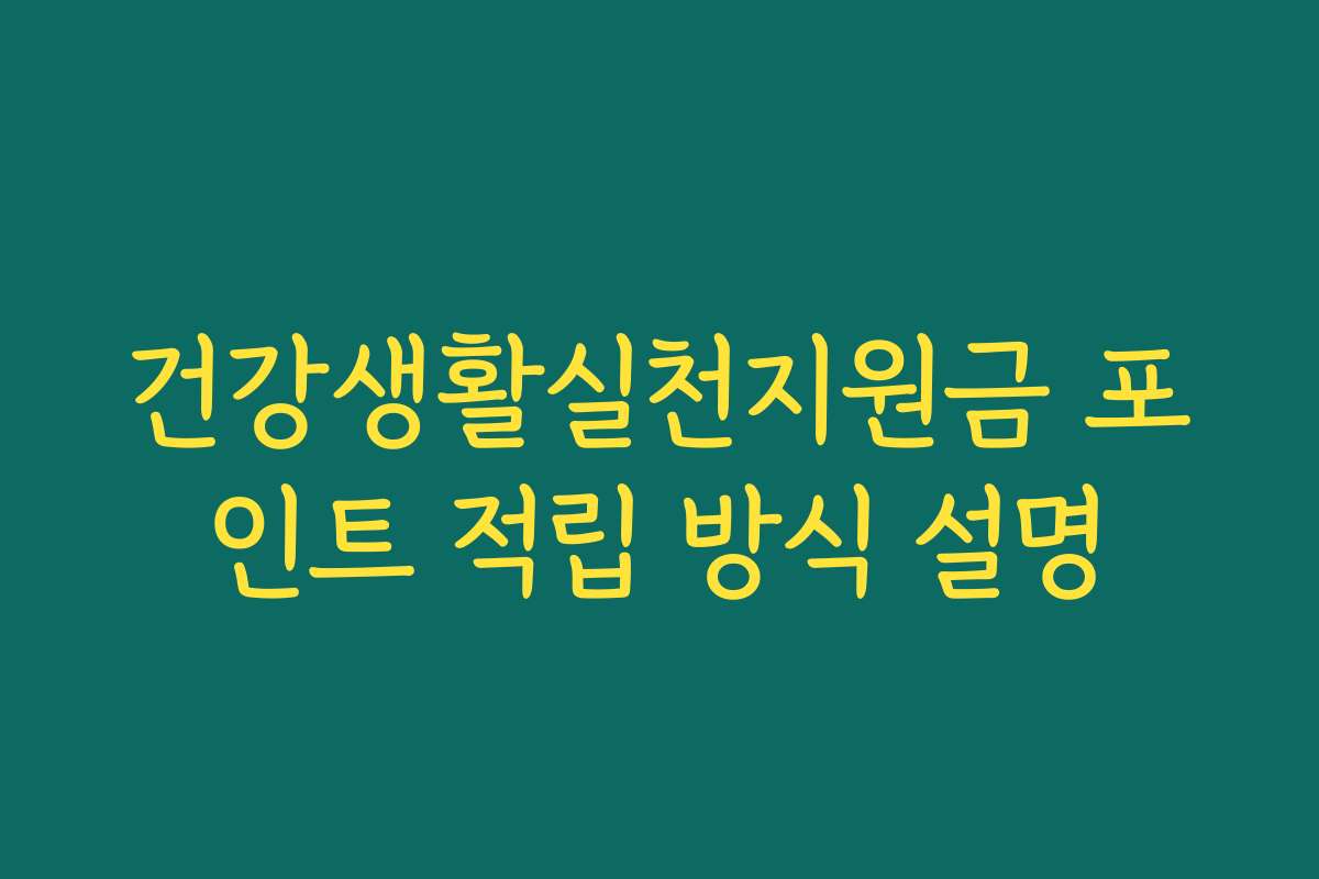 건강생활실천지원금 포인트 적립 방식 설명