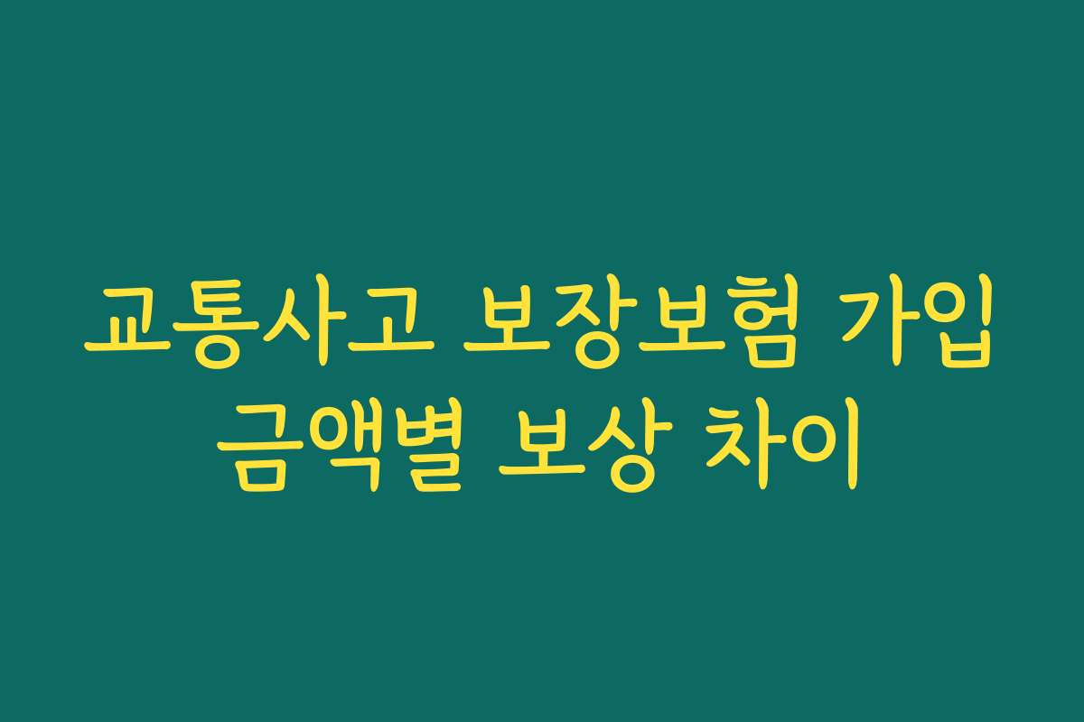 교통사고 보장보험 가입금액별 보상 차이