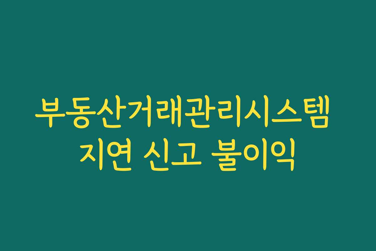 부동산거래관리시스템 지연 신고 불이익