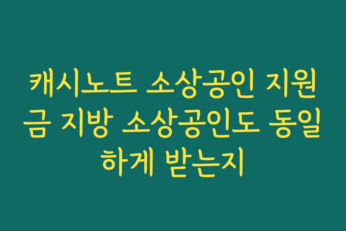 캐시노트 소상공인 지원금 지방 소상공인도 동일하게 받는지 캐시노트 소상공인 지원금 지방 소상공인도 동일하게 받는지