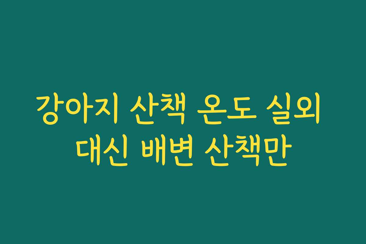 강아지 산책 온도 실외 대신 배변 산책만