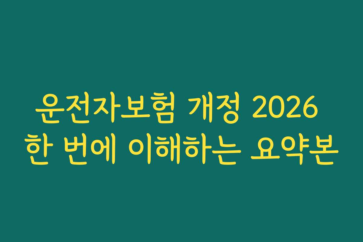 운전자보험 개정 2026 한 번에 이해하는 요약본