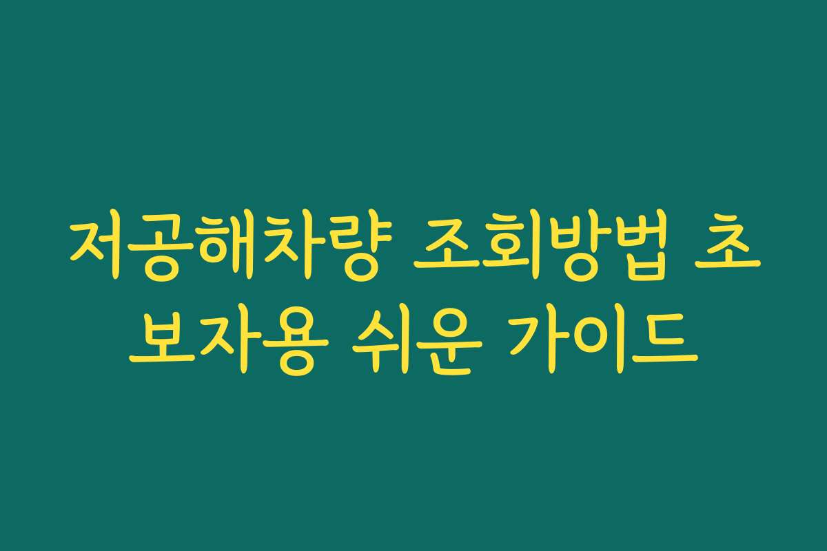 저공해차량 조회방법 초보자용 쉬운 가이드