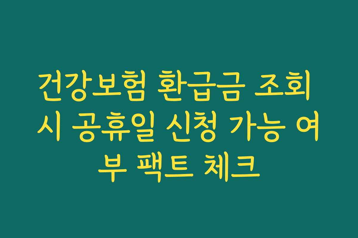 건강보험 환급금 조회 시 공휴일 신청 가능 여부 팩트 체크 건강보험 환급금 조회 시 공휴일 신청 가능 여부 팩트 체크