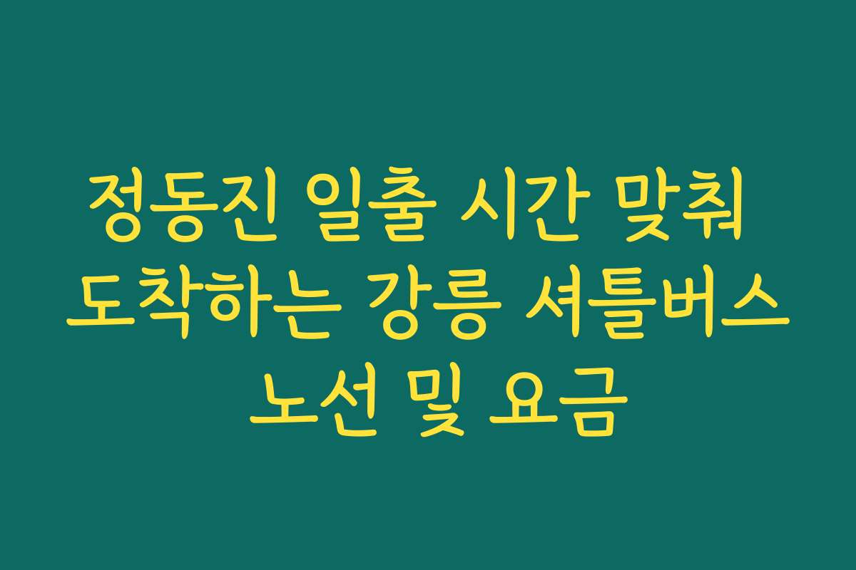 정동진 일출 시간 맞춰 도착하는 강릉 셔틀버스 노선 및 요금