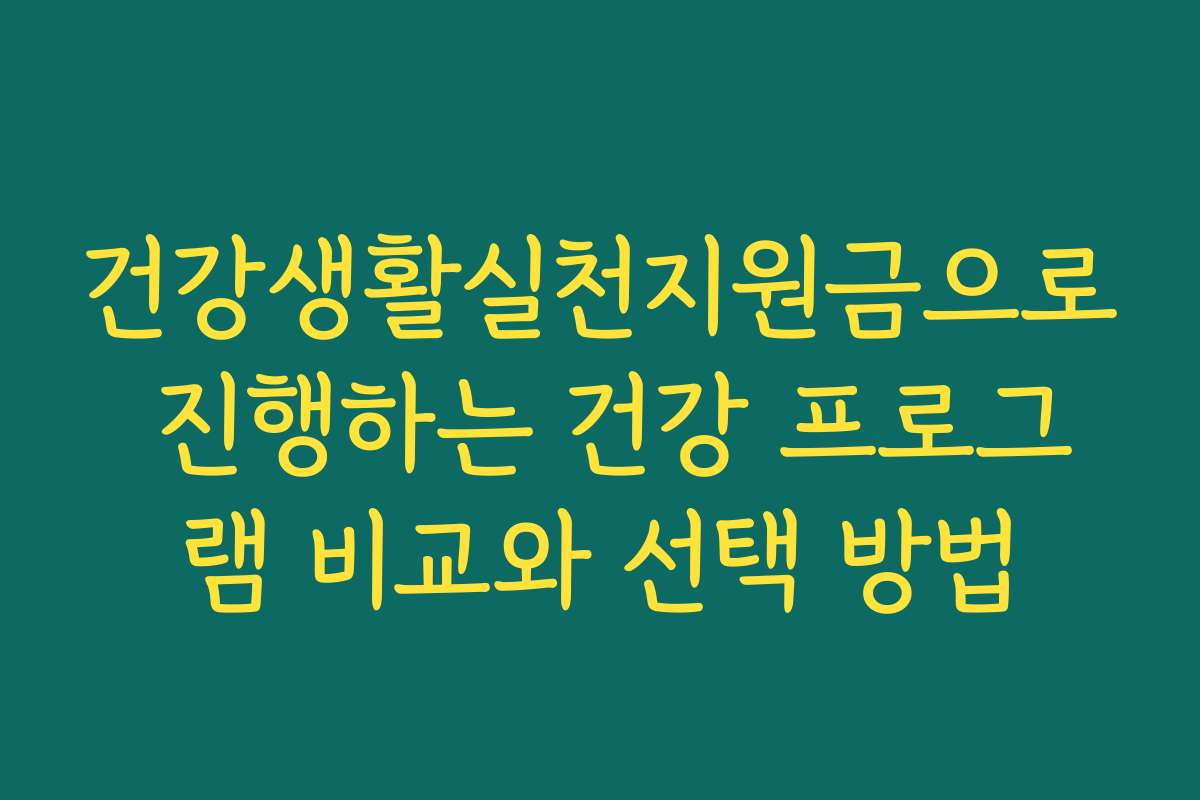 건강생활실천지원금으로 진행하는 건강 프로그램 비교와 선택 방법