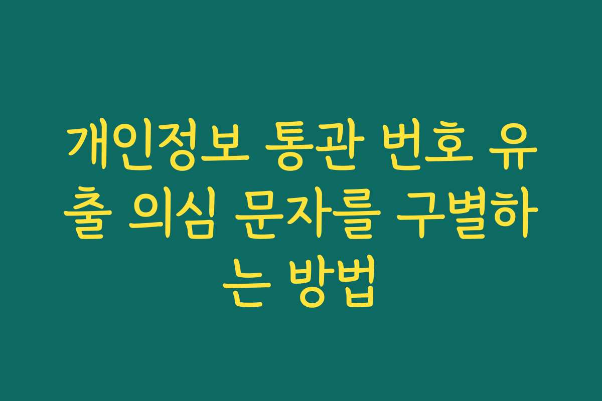개인정보 통관 번호 유출 의심 문자를 구별하는 방법 개인정보 통관 번호 유출 의심 문자를 구별하는 방법
