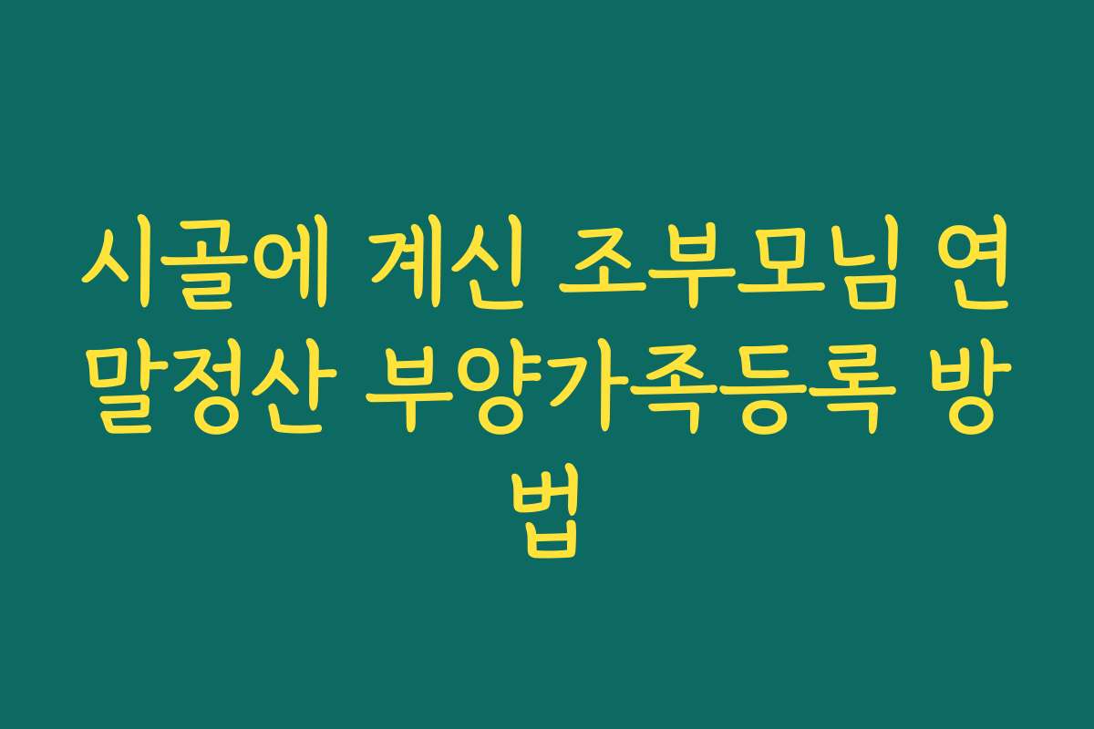 시골에 계신 조부모님 연말정산 부양가족등록 방법 시골에 계신 조부모님 연말정산 부양가족등록 방법