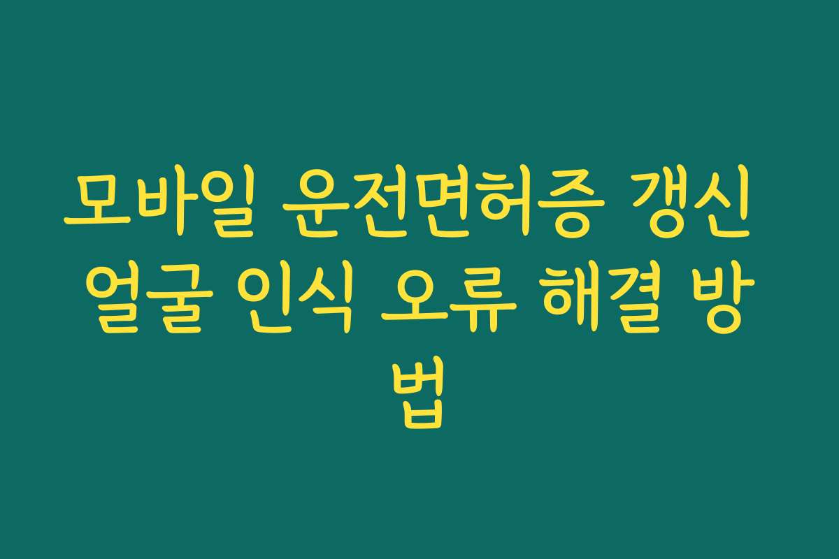 모바일 운전면허증 갱신 얼굴 인식 오류 해결 방법