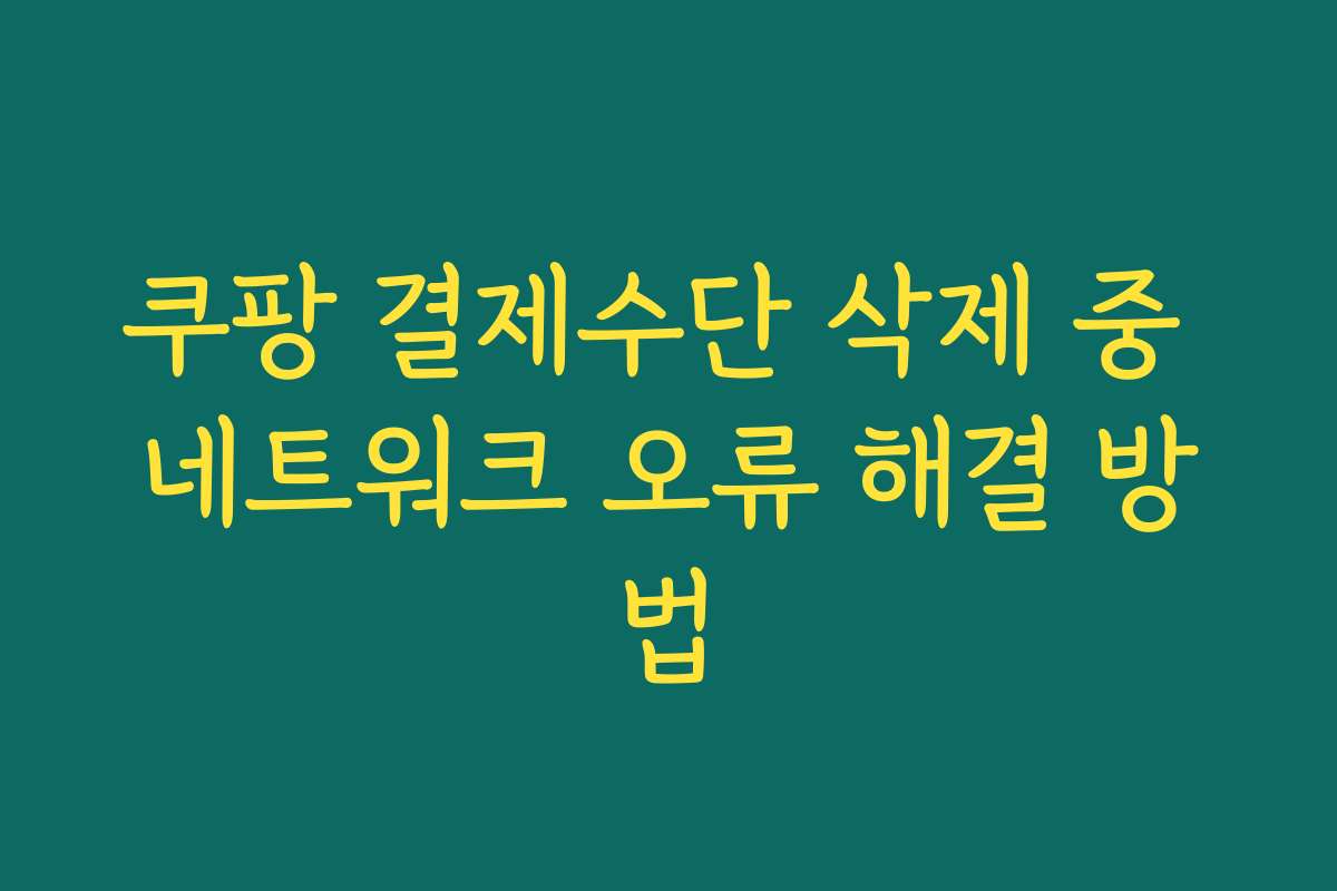 쿠팡 결제수단 삭제 중 네트워크 오류 해결 방법