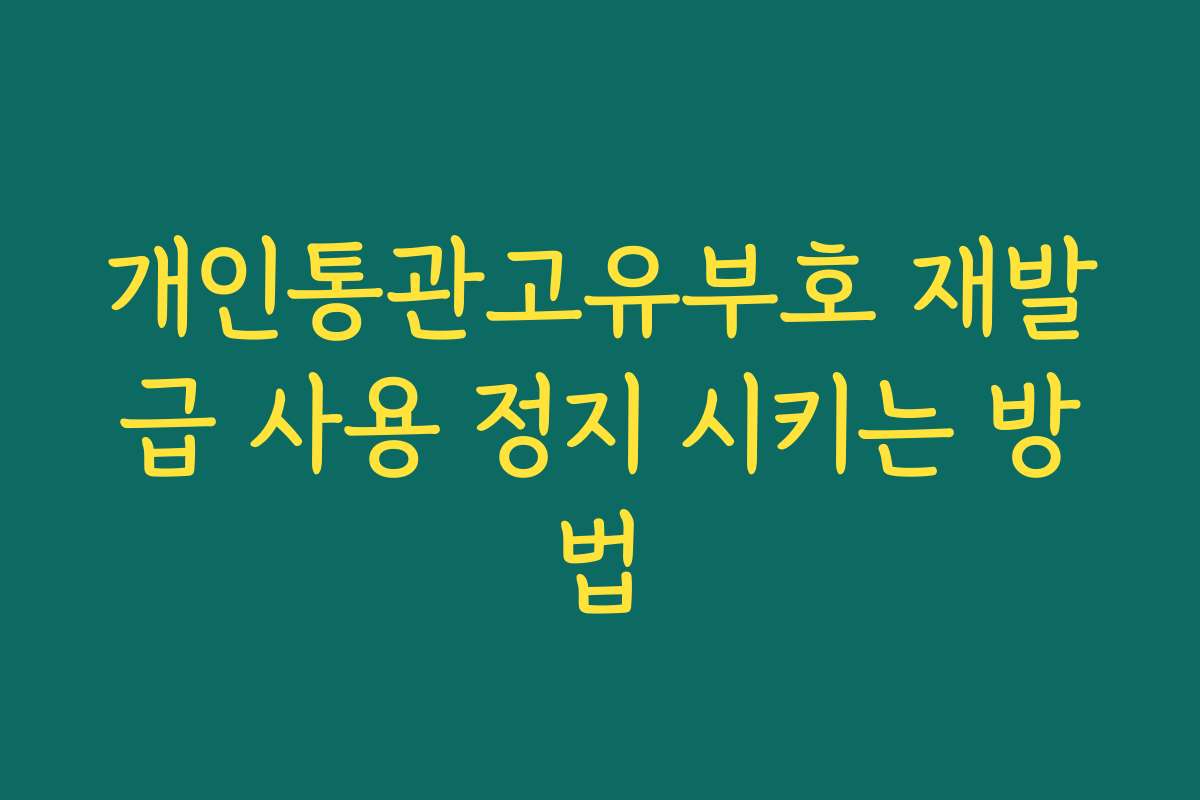 개인통관고유부호 재발급 사용 정지 시키는 방법