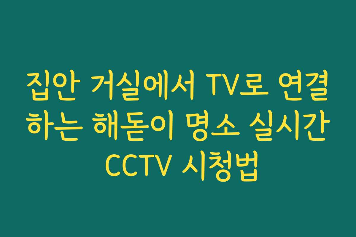 집안 거실에서 TV로 연결하는 해돋이 명소 실시간 CCTV 시청법