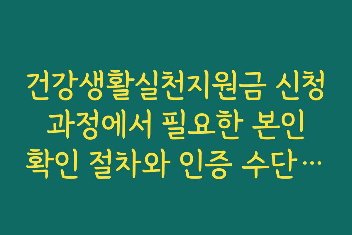 건강생활실천지원금 신청 과정에서 필요한 본인 확인 절차와 인증 수단 종류