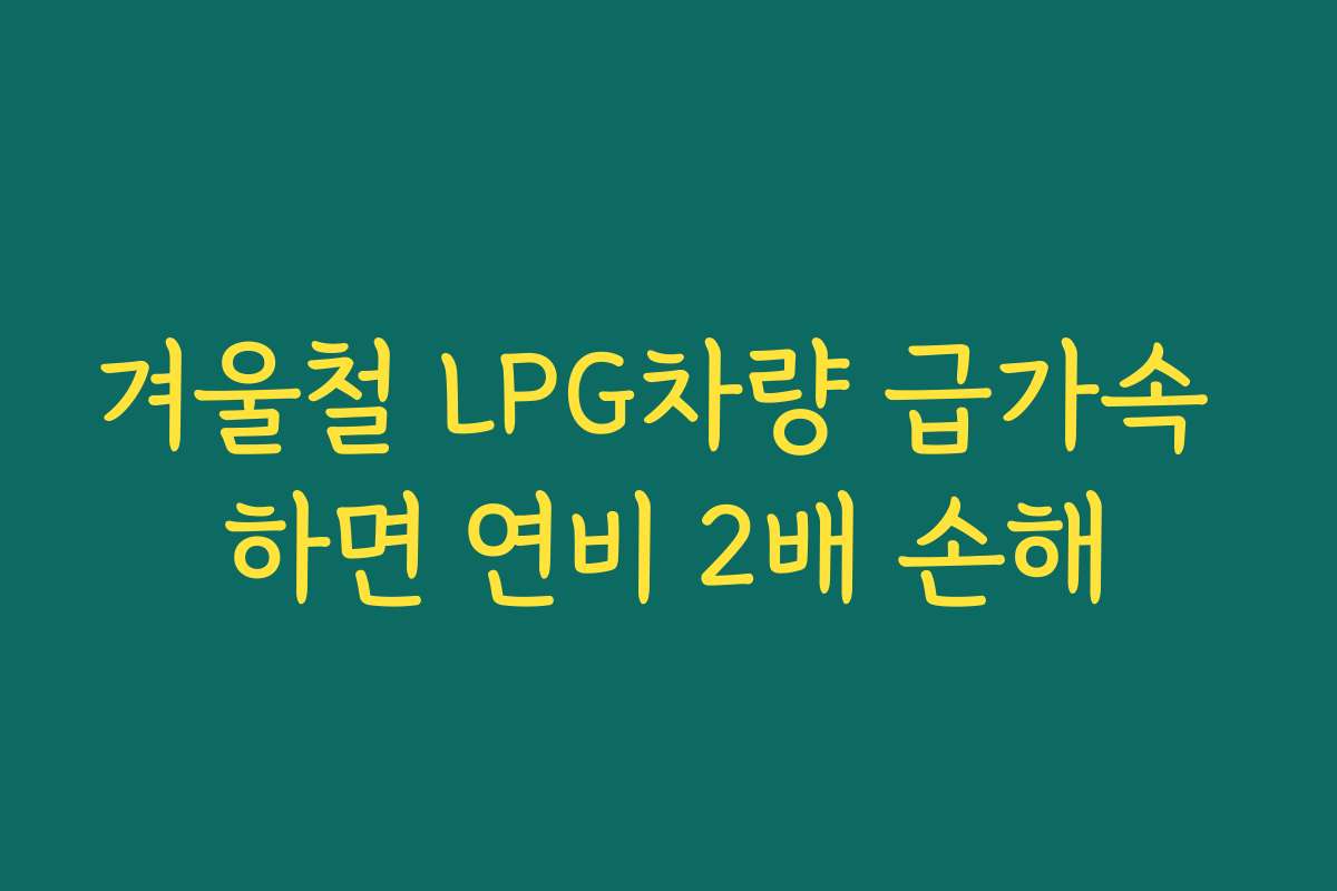 겨울철 LPG차량 급가속 하면 연비 2배 손해