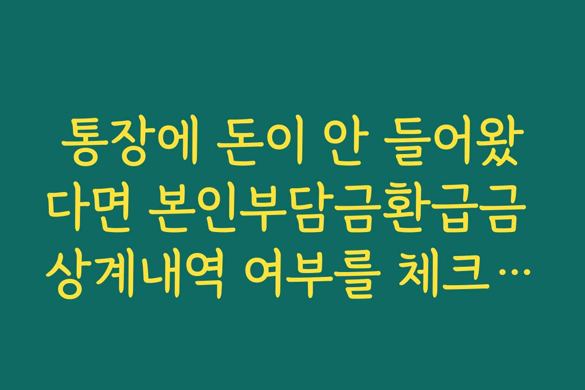통장에 돈이 안 들어왔다면 본인부담금환급금 상계내역 여부를 체크하세요