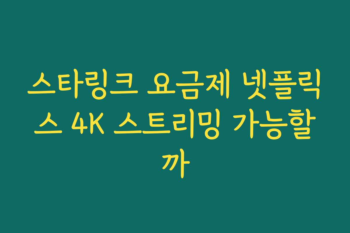 스타링크 요금제 넷플릭스 4K 스트리밍 가능할까 스타링크 요금제 넷플릭스 4K 스트리밍 가능할까