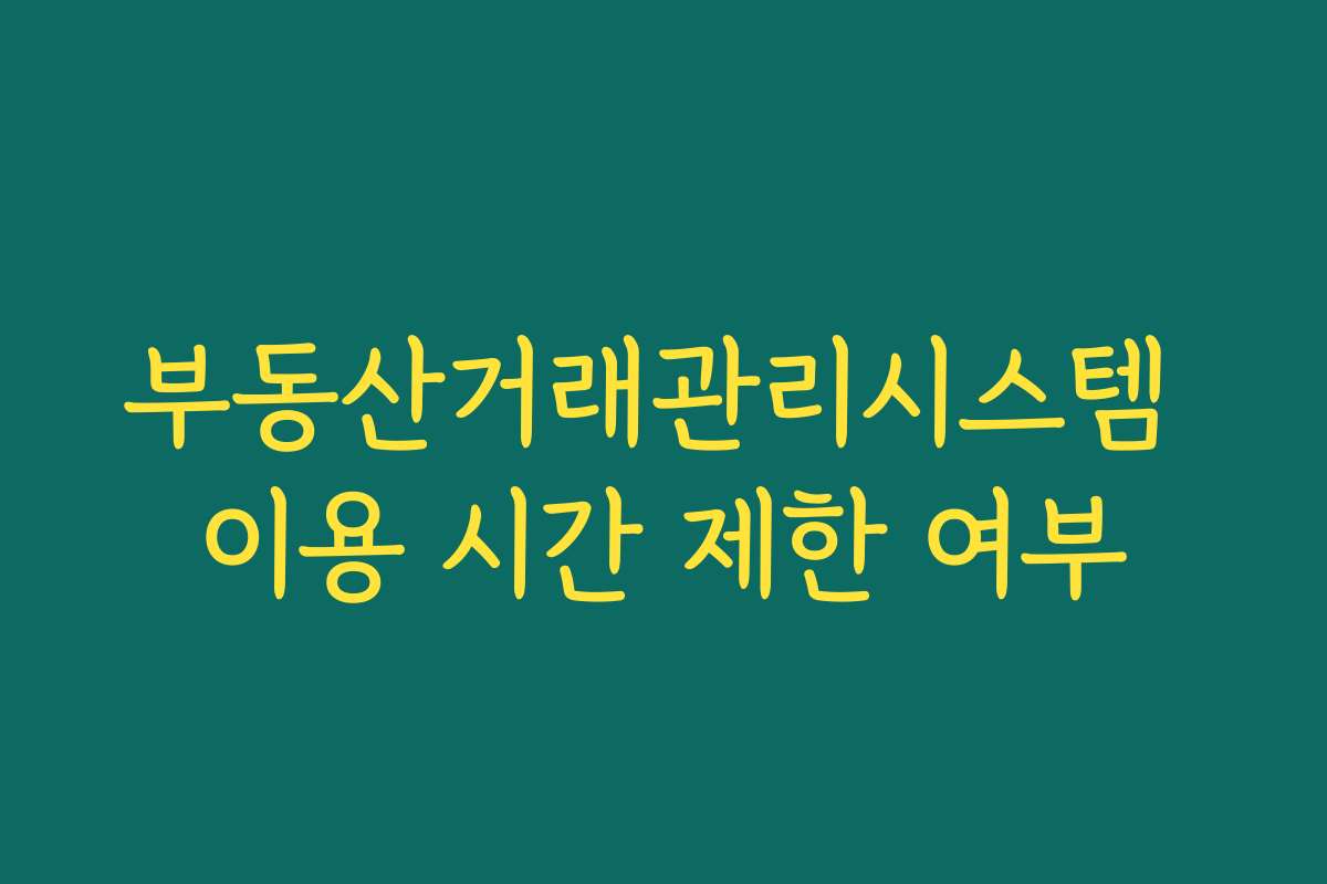 부동산거래관리시스템 이용 시간 제한 여부