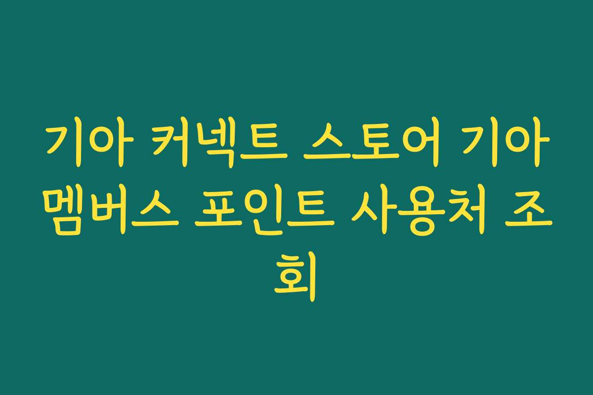 기아 커넥트 스토어 기아멤버스 포인트 사용처 조회