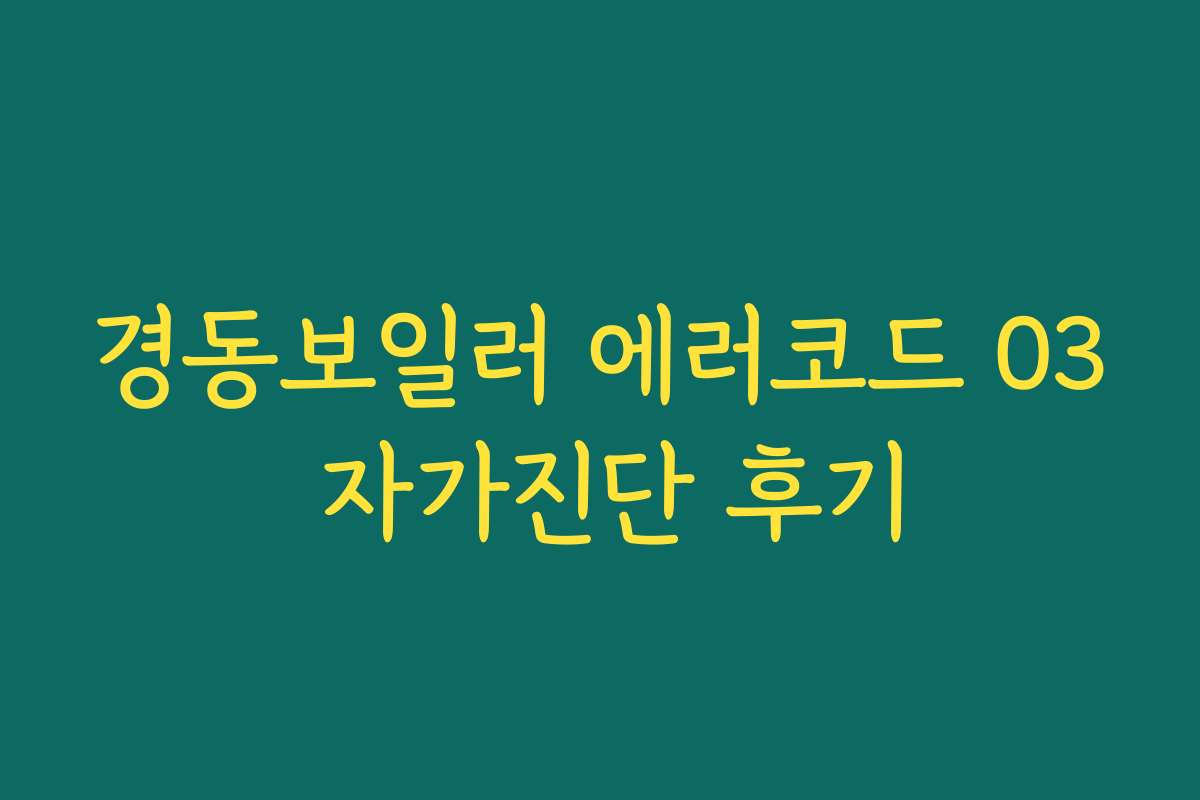 경동보일러 에러코드 03 자가진단 후기 경동보일러 에러코드 03 자가진단 후기