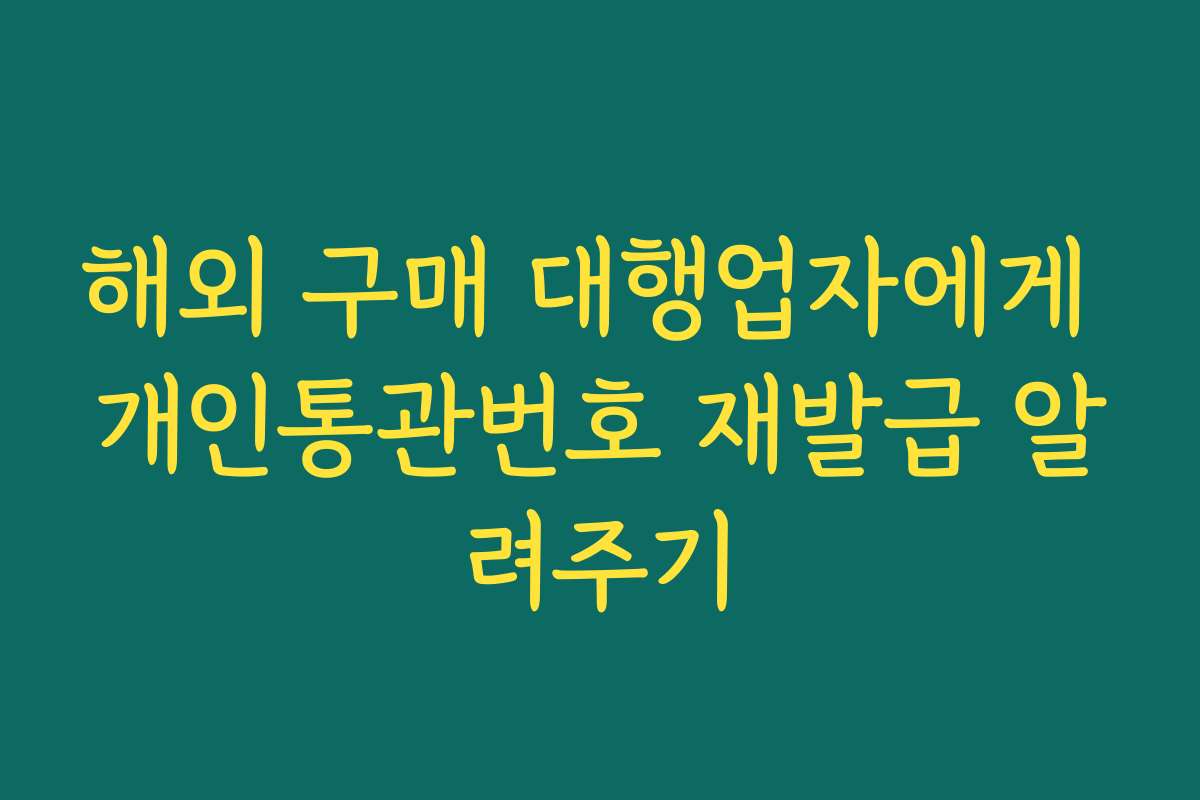 해외 구매 대행업자에게 개인통관번호 재발급 알려주기