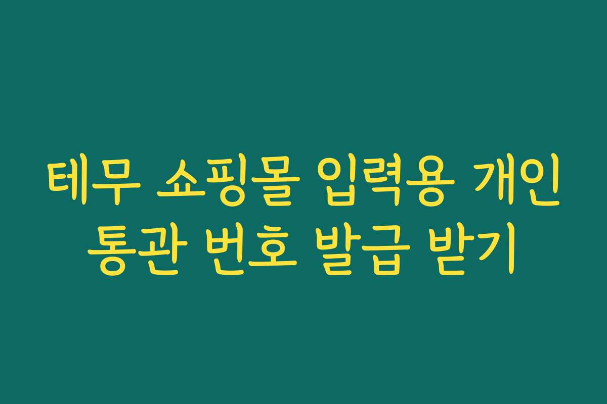 테무 쇼핑몰 입력용 개인통관 번호 발급 받기