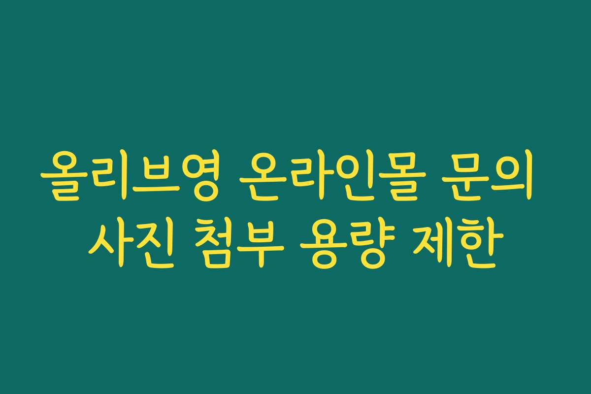 올리브영 온라인몰 문의 사진 첨부 용량 제한
