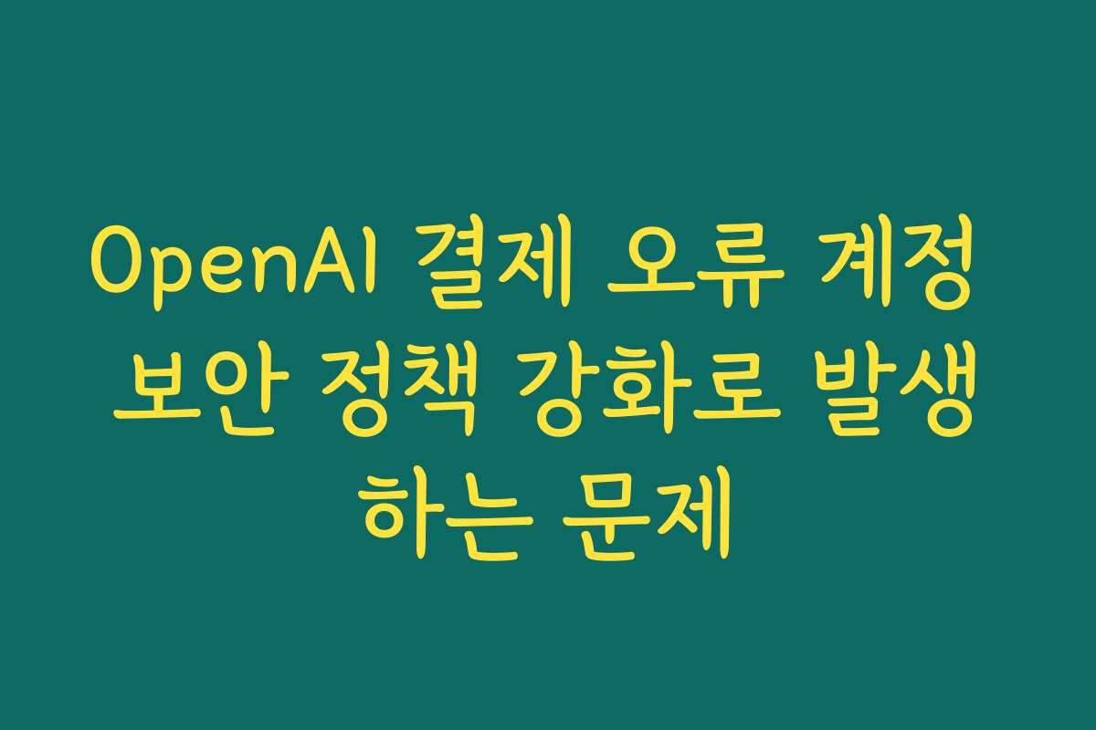 OpenAI 결제 오류 계정 보안 정책 강화로 발생하는 문제