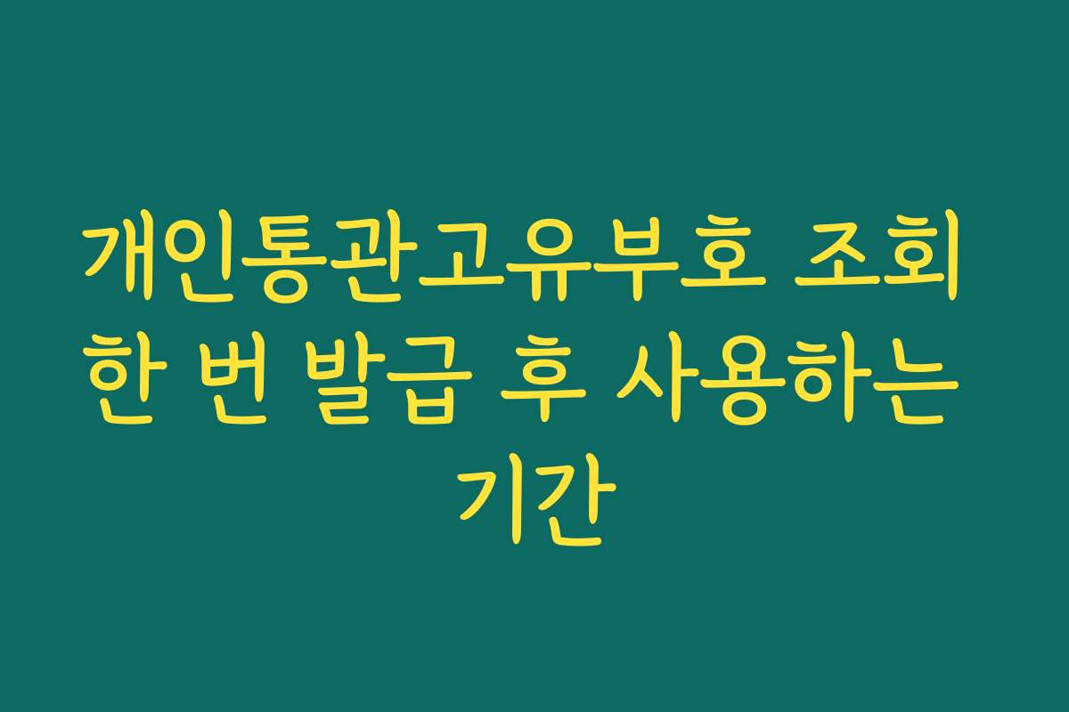 개인통관고유부호 조회 한 번 발급 후 사용하는 기간