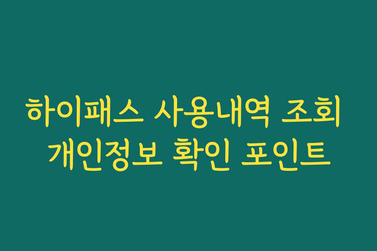 하이패스 사용내역 조회 개인정보 확인 포인트
