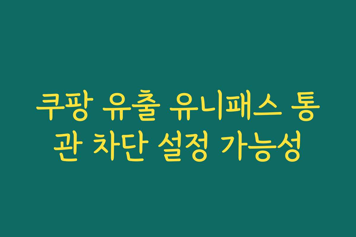 쿠팡 유출 유니패스 통관 차단 설정 가능성