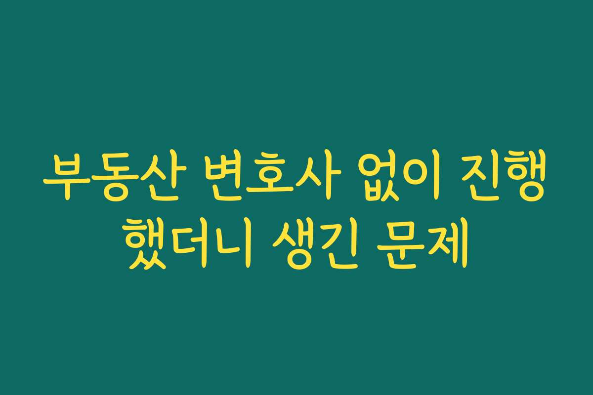 부동산 변호사 없이 진행했더니 생긴 문제