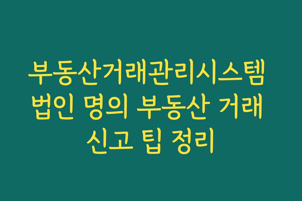 부동산거래관리시스템 법인 명의 부동산 거래 신고 팁 정리