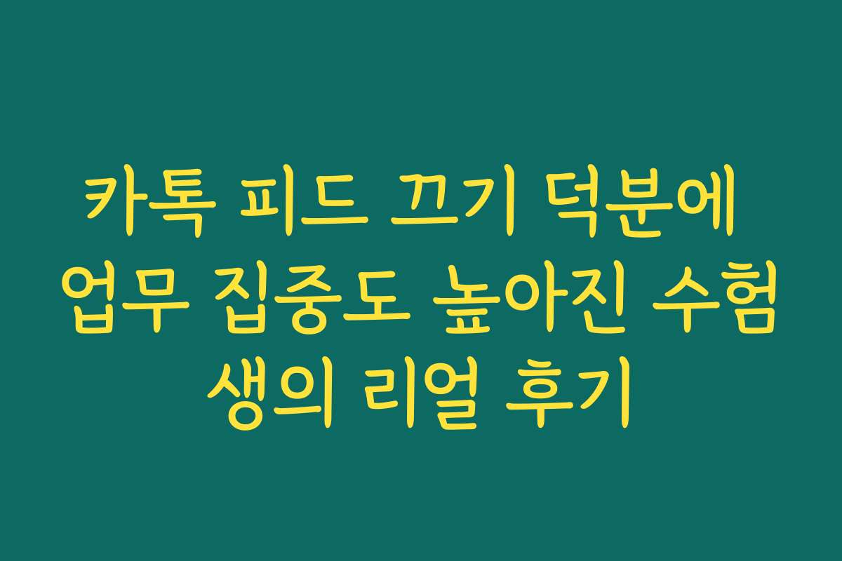 카톡 피드 끄기 덕분에 업무 집중도 높아진 수험생의 리얼 후기