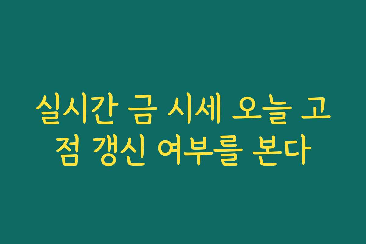실시간 금 시세 오늘 고점 갱신 여부를 본다