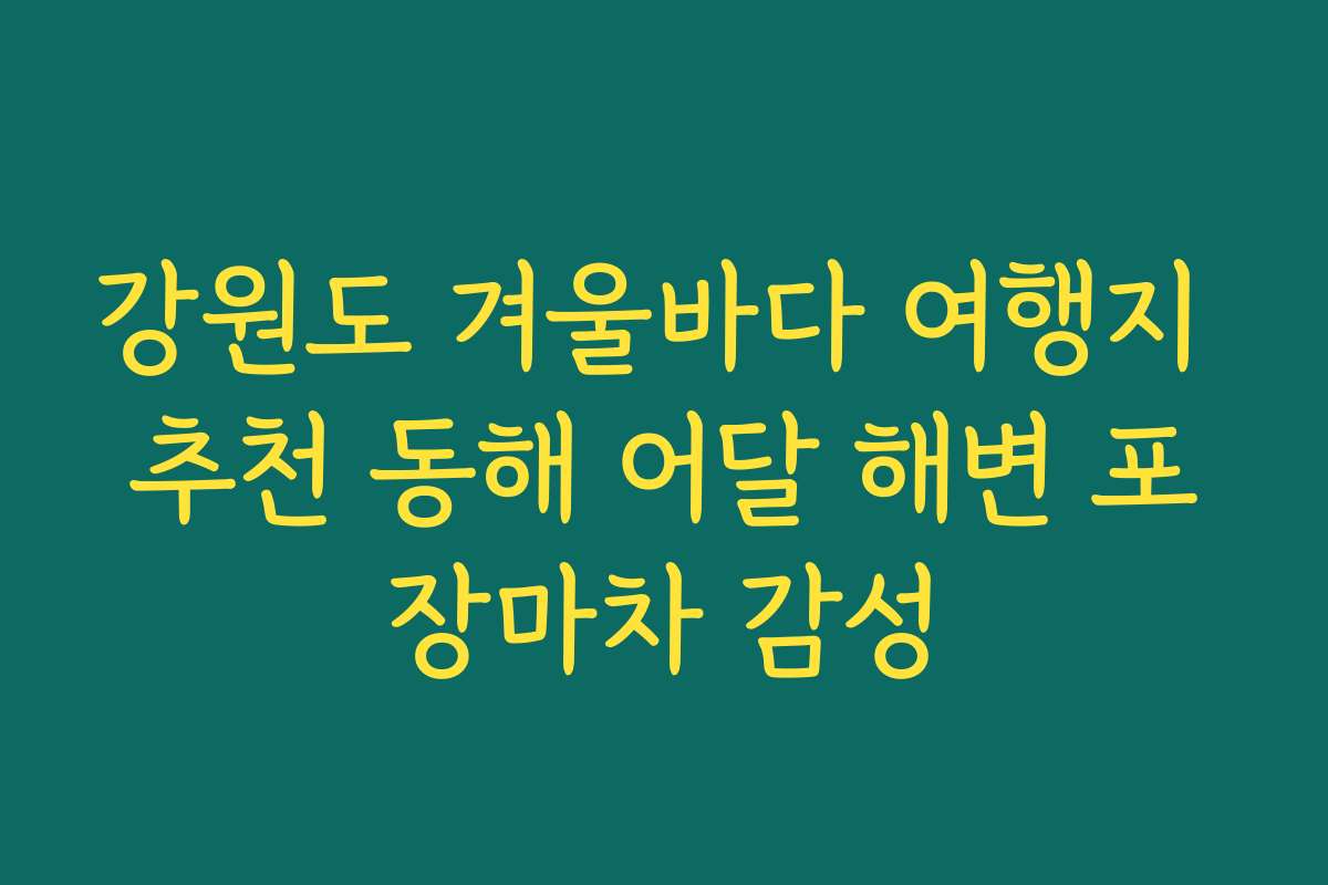강원도 겨울바다 여행지 추천 동해 어달 해변 포장마차 감성