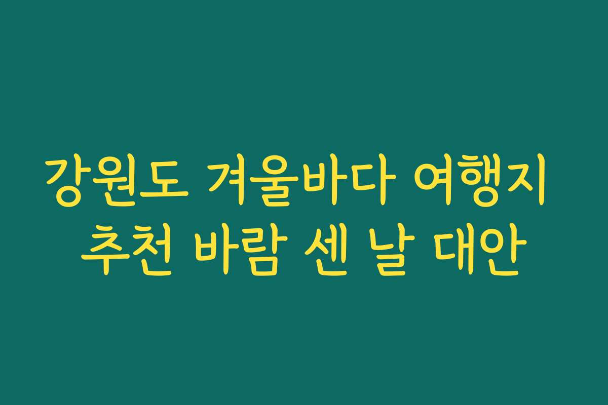 강원도 겨울바다 여행지 추천 바람 센 날 대안