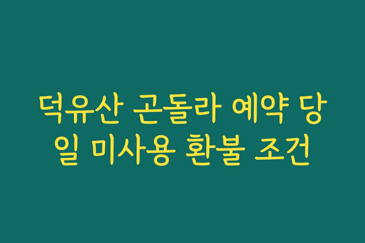 덕유산 곤돌라 예약 당일 미사용 환불 조건