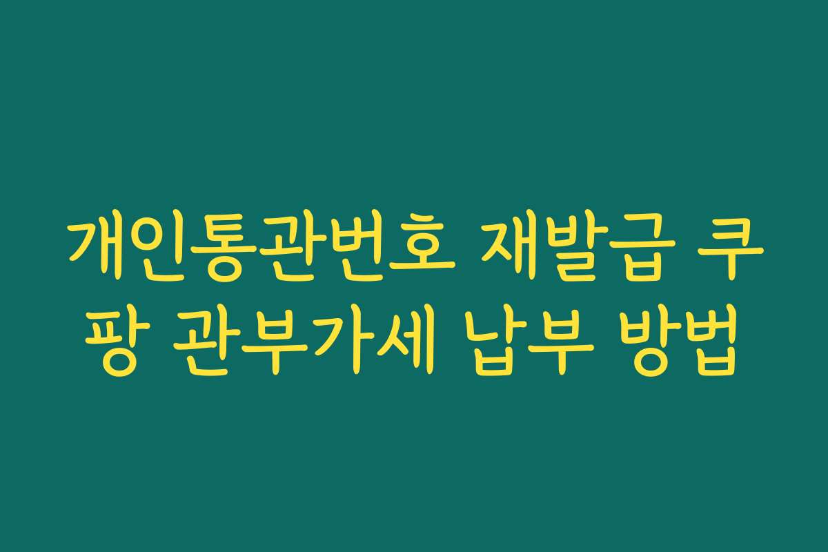 개인통관번호 재발급 쿠팡 관부가세 납부 방법