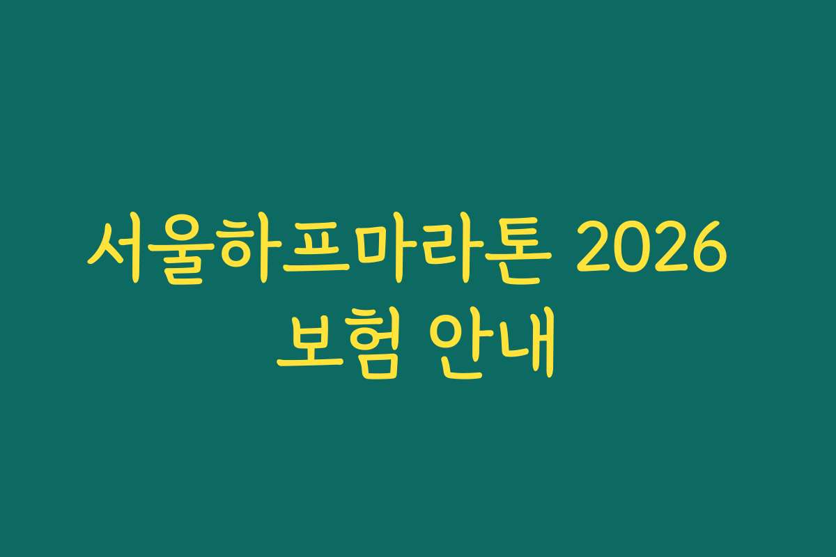 서울하프마라톤 2026 보험 안내