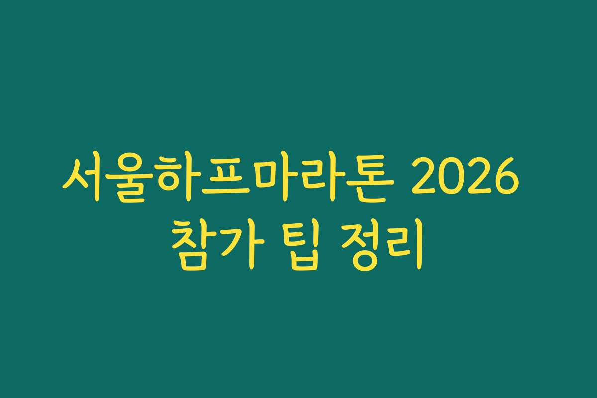 서울하프마라톤 2026 참가 팁 정리