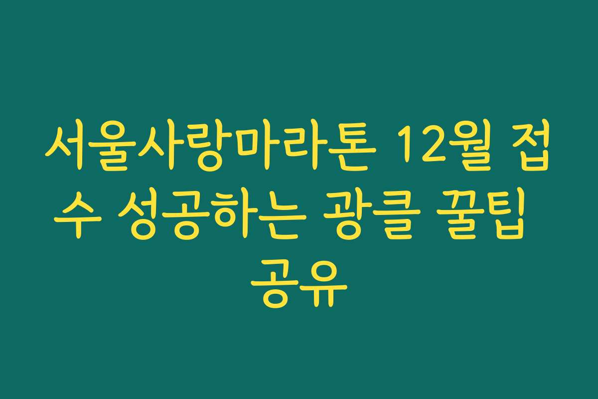 서울사랑마라톤 12월 접수 성공하는 광클 꿀팁 공유