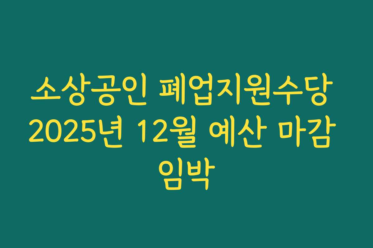 소상공인 폐업지원수당 2025년 12월 예산 마감 임박